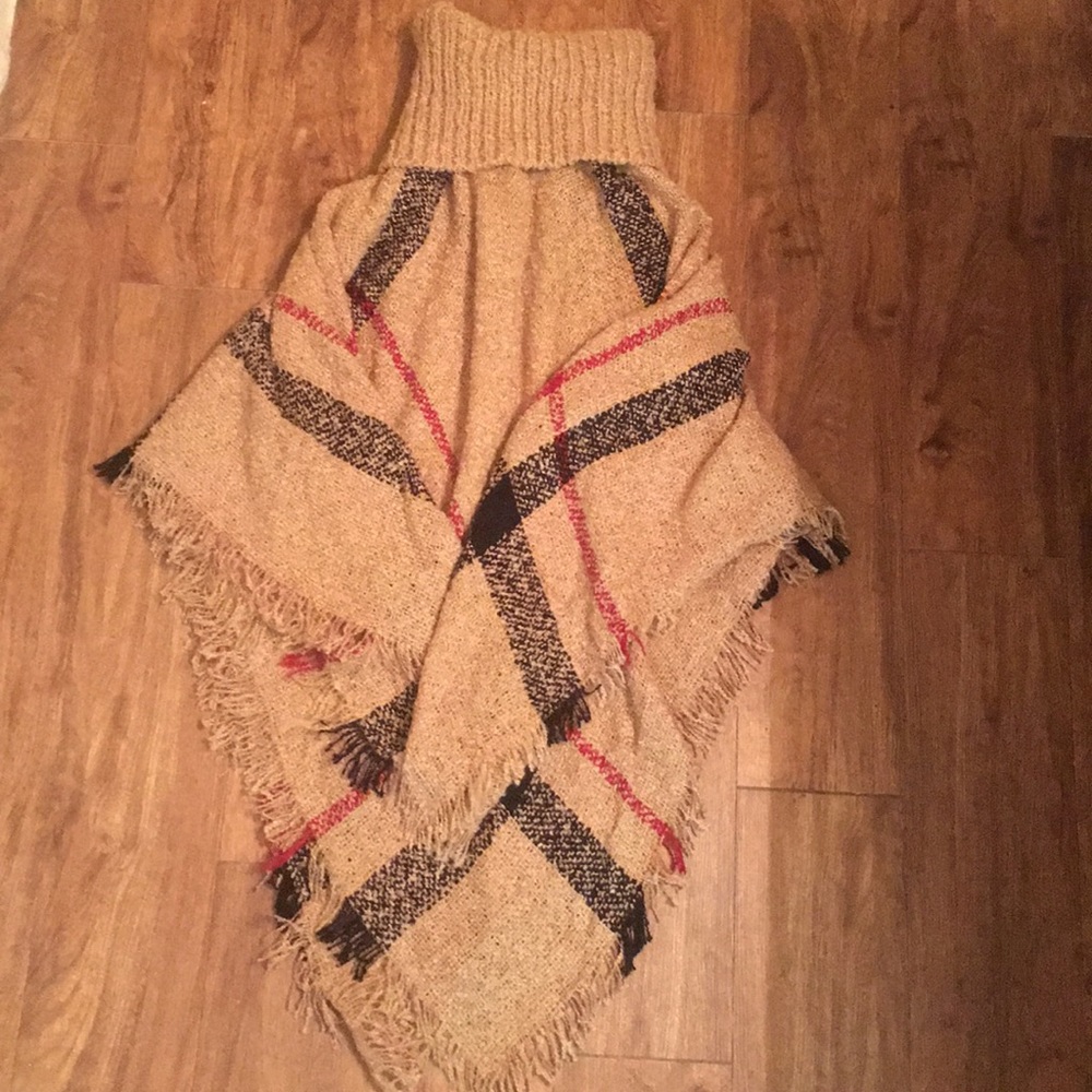 tan turtle neck poncho